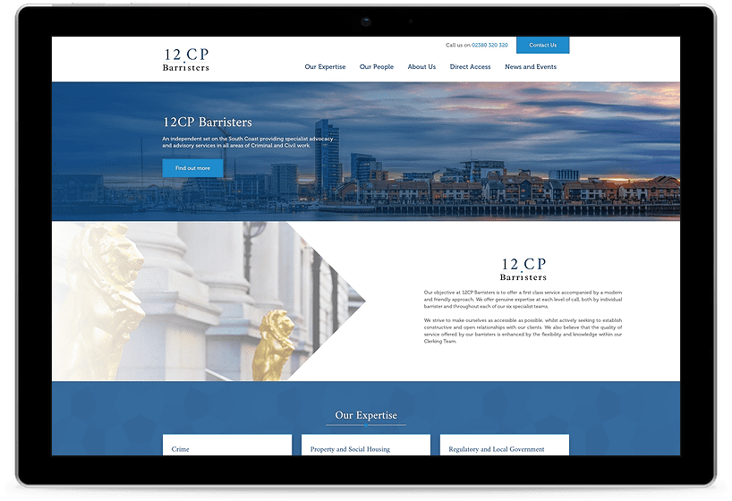12CP Barristers website tablet mock up