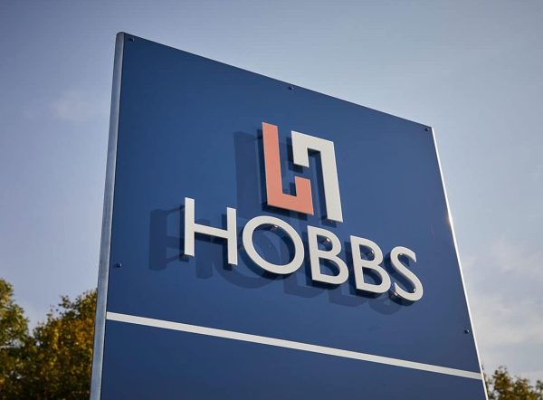 Company signage with the Hobbs rebranded logo.