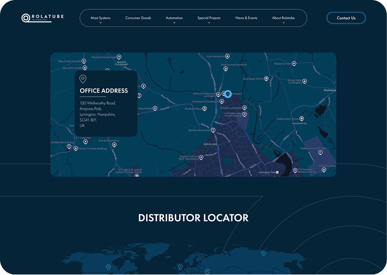 Screenshot of the new Rolatube locator section.