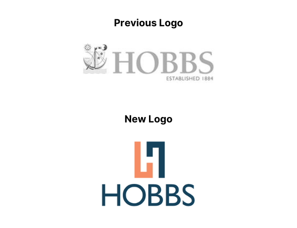 Comparison of the old and new Hobbs logos.