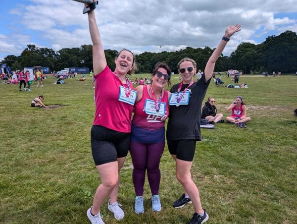 Atelier team members celebrating finishing the Race for Life.