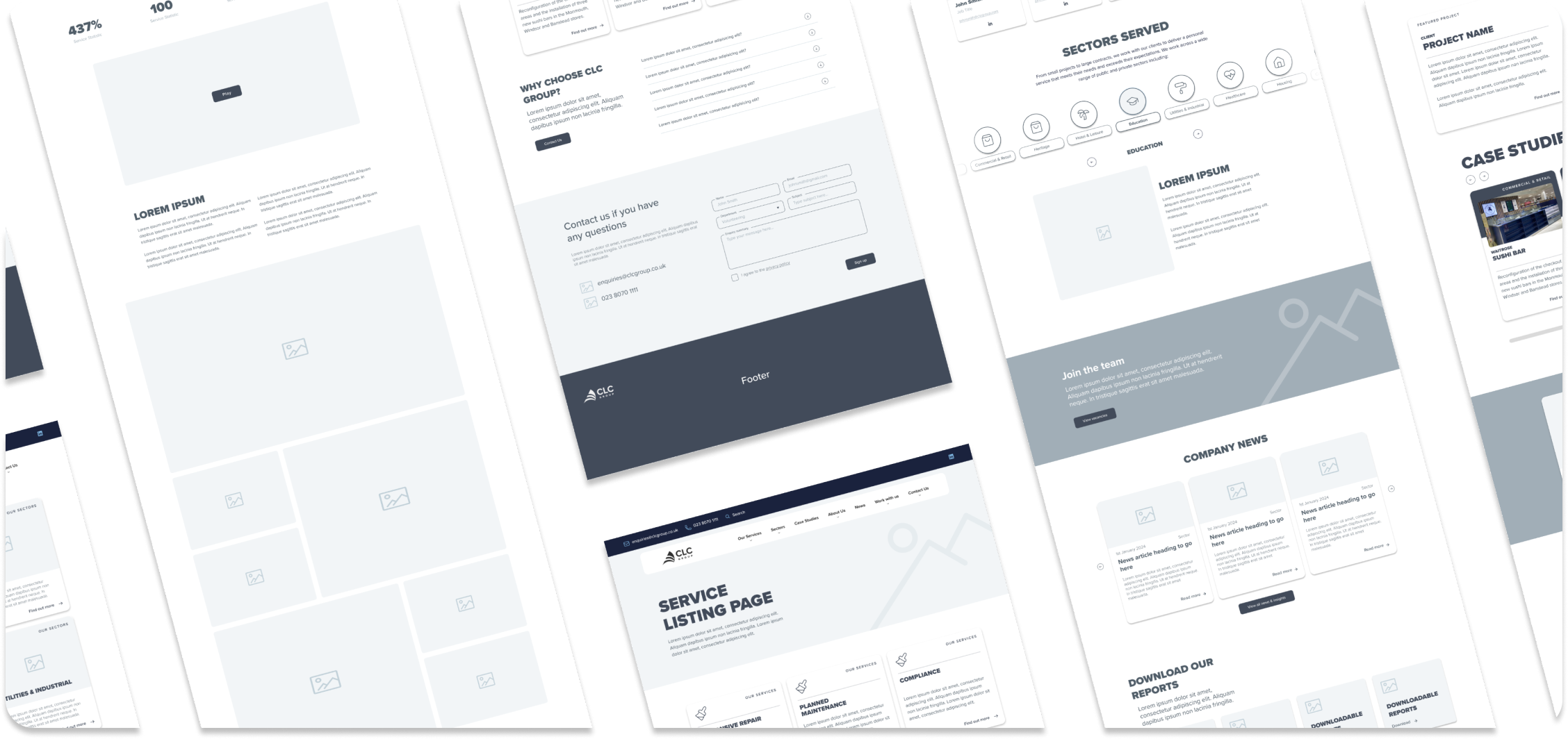 CLC Group wireframes for new website.