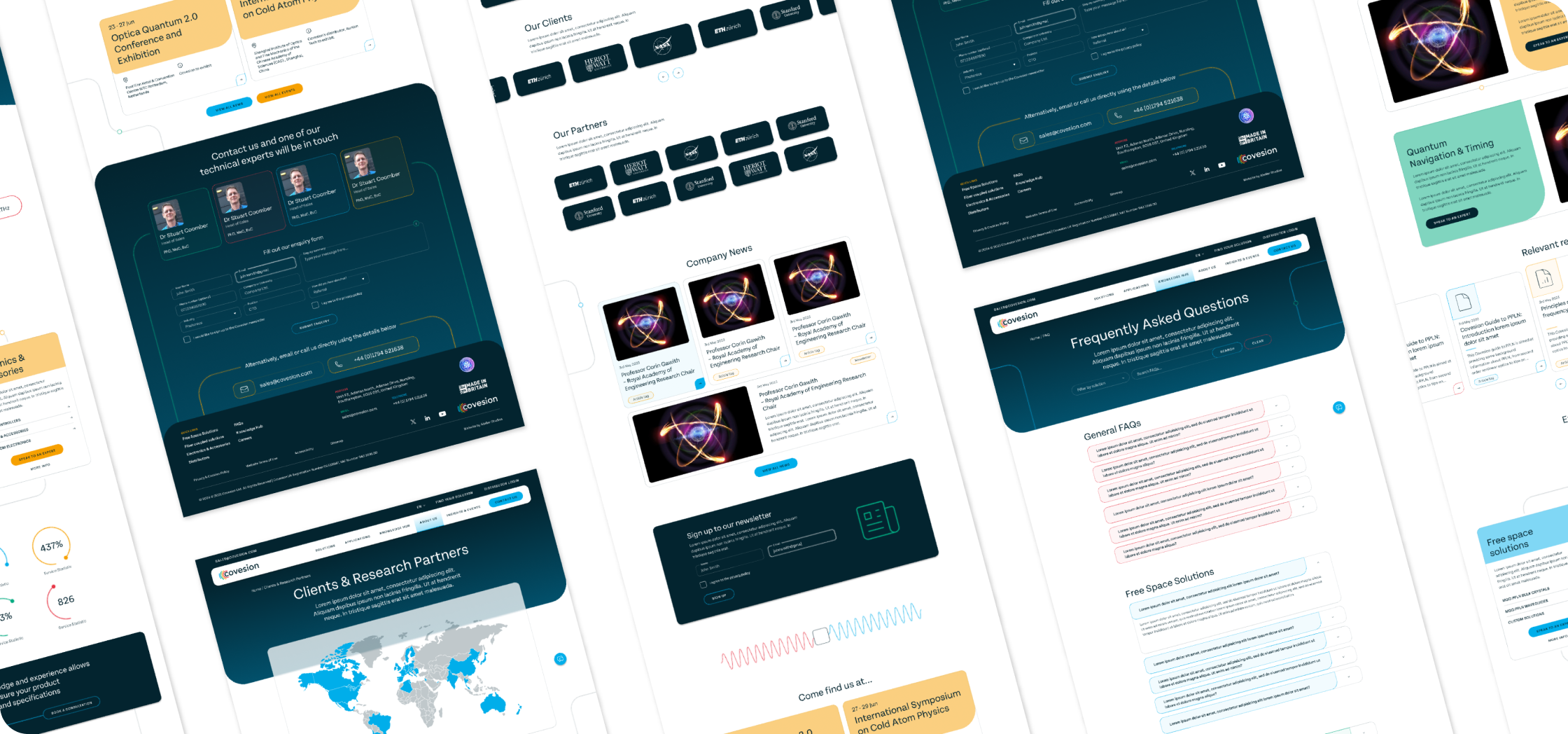 Multiple screenshots of the Covesion website in mobile view.