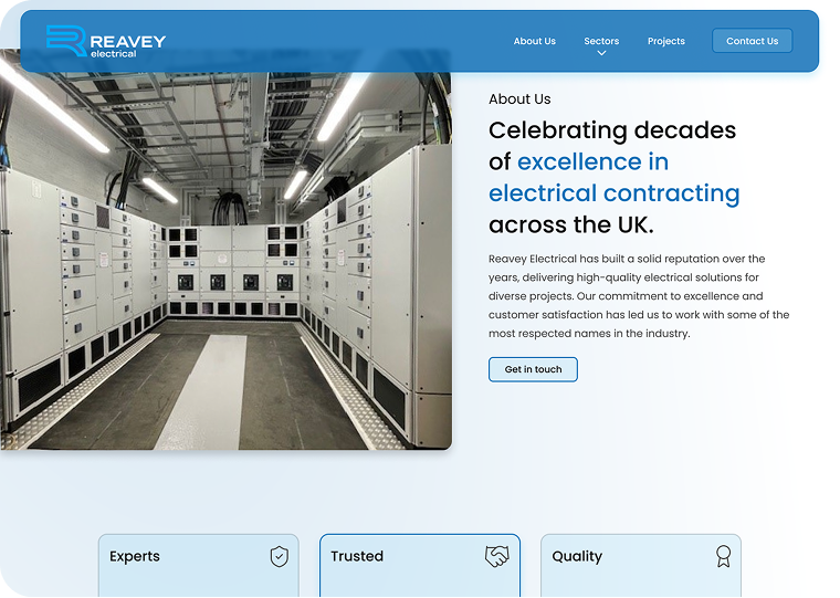 Screenshot of the About Us section on the Reavey website.